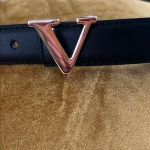 Black Belt with Gold V Buckle